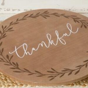 Wooden Lazy Susan - Thankful